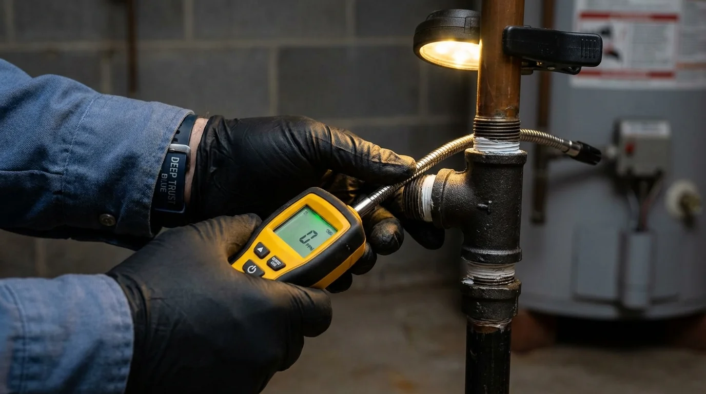 Gas leak detection with electronic sniffer by Johns Plumbing LLC in Fullerton