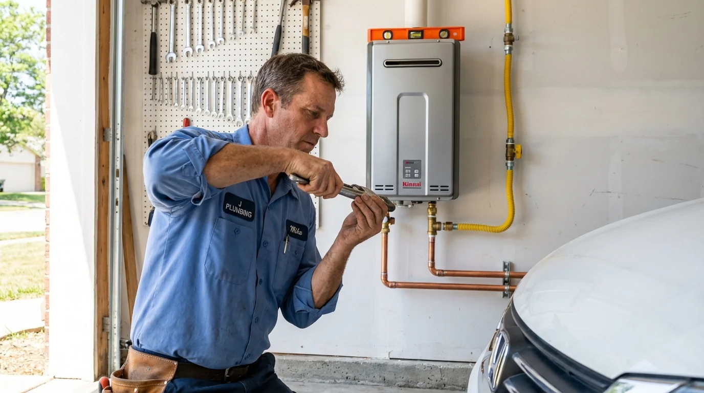 Tankless water heater installation by a Johns Plumbing LLC plumber in Fullerton